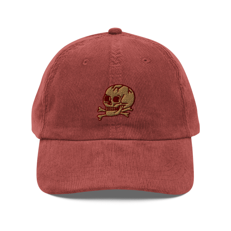 Traditional Skull - Burgundy Red Vintage cap